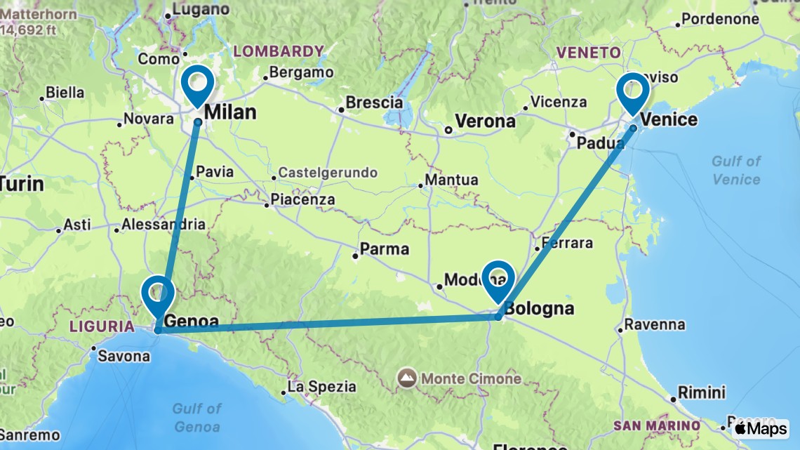 Trip itinerary map