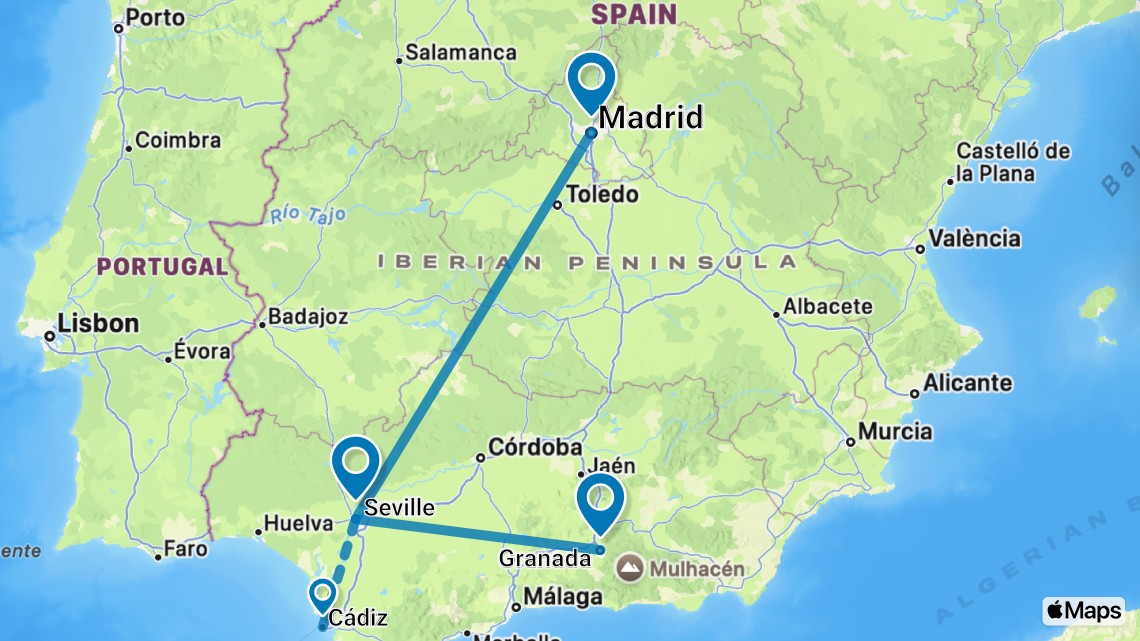 Trip itinerary map